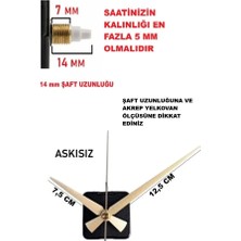 Cnr Shop Saat Mekanizması, 14 mm Şaft Boyu Saat Makinesi Sessiz Çalışır Akrep-Yelkovan-Saniye-(Askısız)