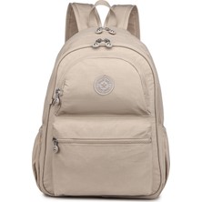 Smart Bags Büyük Boy Laptop Bölmeli Su Geçirmez Krınkıl Kumaş Okul Çantası Bej