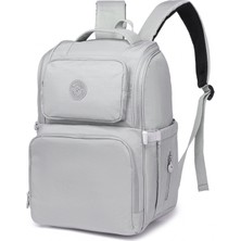 Smart Bags Büyük Boy Su Geçirmez Çok Cepli Anne ve Bebek Bakım Sırt Çantası Buz Gri