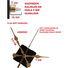 Cnr Shop Saat Mekanizması 14 mm Şaft Boyu Saat Motoru Sessiz Çalışır Akrep Yelkovan Saniye Gold (Askısız)