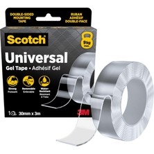 Üniversal Jel Bant, 30 mm x 3 M, Çift Taraflı Nano Montaj Bandı, Şeffaf, Su Geçirmez, Çıkarılabilir, 9 Kg'a Kadar Taşıma Kapasitesi, Çok Yönlü ve Güçlü Uygulamalar Için