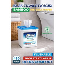 Soffy Islak Tuvalet Kağıdı, Bambu Lifli, Suda Çözünebilir, Alkol ve Paraben Içermez, 19X13 Cm, 480 Yaprak