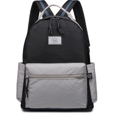 Smart Bags Büyük Boy Laptop Bölmeli Su Geçirmez Kumaş Renkli Okul Çantası Siyah/gri