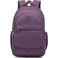 Smart Bags Büyük Boy Laptop Bölmeli Çok Cepli Su Geçirmez Krınkıl Kumaş Lise Okul Çantası Mürdüm