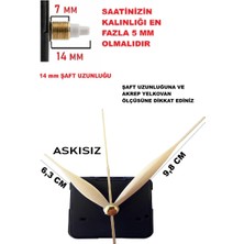 Cnr Shop Saat Mekanizması 14 mm Şaft Boyu Sessiz Çalışır Akar Küçük Boy Akrep Yelkovan Saniye (Askısız)