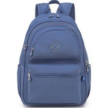 Smart Bags Büyük Boy Laptop Bölmeli Su Geçirmez Krınkıl Kumaş Okul Çantası Mavi