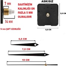 Cnr Shop Saat Mekanizması 14 mm Şaft Boyu Sessiz Çalışır, Akar Saat Motoru Akrep-Yelkovan-Saniye-(Askısız)