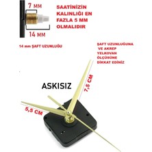 Cnr Shop Saat Mekanizması 14 mm Şaft Boyu Sessiz Çalışır, Akar Saat Motoru Akrep-Yelkovan-Saniye-(Askısız)