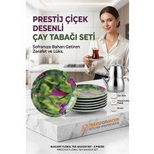 Renas Store Mey Ithalat® 6'lı Çiçek Desenli Kırılmaz Çay Tabağı Seti | Lüks Plastik Sunum Tabağı 723189
