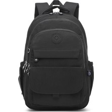 Smart Bags Büyük Boy Laptop Bölmeli Çok Cepli Su Geçirmez Krınkıl Kumaş Lise Okul Çantası Siyah