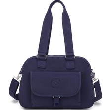 Smart Bags Orta Boy Çok Cepli Su Geçirmez Hafif Krınkıl Kumaş Kadın Omuz Çantası Lacivert