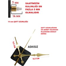 Cnr Shop Saat Mekanizması, 14 mm Şaft Boyu Saat Makinesi Sessiz Çalışır Akrep-Yelkovan-Saniye-(Askısız)
