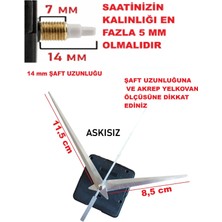 Cnr Shop Saat Mekanizması 14 mm Şaft Boyu Saat Makinesi Sessiz Çalışır Akrep-Yelkovan-Saniye-(Askısız)
