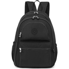 Smart Bags Büyük Boy Laptop Bölmeli Su Geçirmez Krınkıl Kumaş Okul Çantası Siyah