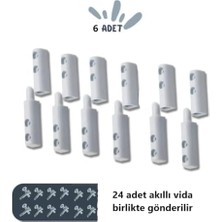 Sineklik Menteşesi, Beyaz 6 Adet (12 Adet Akıllı Montaj Vidası Ile Birlikte)