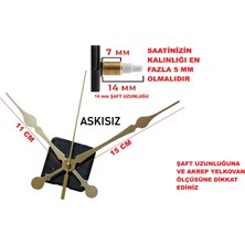 Cnr Shop 14 mm Şaft Boyu Duvar Saati Mekanizması Sessiz Çalışır Büyük Boy Akrep-Yelkovan-Saniye-(Askısız)