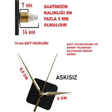 Cnr Shop Saat Mekanizması, 14 mm Şaft Boyu Saat Makinesi Sessiz Çalışır Akrep-Yelkovan-Saniye-(Askısız)