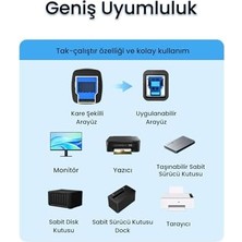 USB A Printer Tarayıcı Yazıcı Data Kablosu 3 Metre