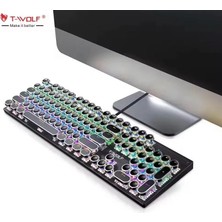 T-Wolf T75 Rgb Mekanik Gaming Klavye 104 Tuşlu Ingilizce Q Kablolu Oyuncu Klavyesi