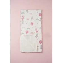 Babymet %100 Pamuk Müslin Pike Bebek Battaniyesi 100x100 cm – Çift Taraflı Balonlu Tavşan Desenli, Doğal&Yumuşak
