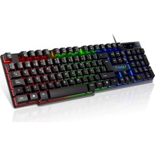 T-Wolf T20 Rgb Gaming Klavye Mekanik Hisli 104 Tuşlu Kablolu Oyuncu Klavyesi Rainbow LED Işıklı