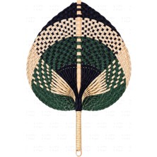 Naturel Dekor Bambu Yeşil-Krem Palmiye Yaprağı, Japon Yelpazesi 30X40 Cm, Duvar Dekorasyon, Duvar Süsü, Iskandinav, Modern, Bohem