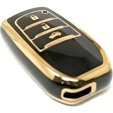 Autohan Keys Lüx Corolla Flama x Pack 3 Buton Anahtar Kılıfı Siyah Altın Renk