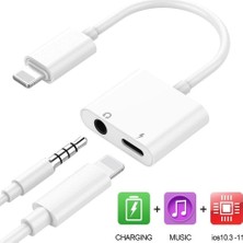 Lightning Kulaklık Şarj Çevirici Dönüştürücü Adaptör Aux Kablosu