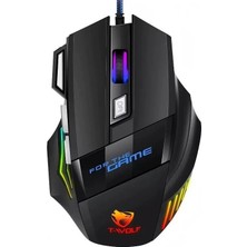 T-Wolf M1 Rgb Gaming Mouse 7 Tuşlu Kablolu Oyuncu Mouse 2400 Dpı LED Işıklı Ergonomik USB Mouse Siyah