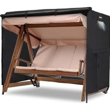 Bahçe Salıncak Koruma Örtüsü Üç Kişilik Tenteli Hamak Bahçe Salıncağı Koruma Kılıfı Su Geçirmez Branda Dayanıklı 210X125X170CM Siyah