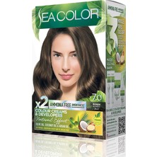 Sea Color Amonyaksız, Vegan, Doğal, Besleyici Kalıcı Saç BOYASI%100 Beyaz Kapama (1 Paket 2 x 50 ml Boya & Oksidan) (Kumral 7.0)