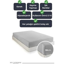 Lastikli & Hipoalerjenik Çarşaf |%100 Pamuk Çarşaf Penye Kumaş | Tek-Çift Kişilik-Battal Boy Çarşaf -GRI-200X200, Luxcarsaf