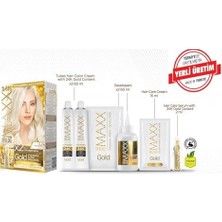 Maxx Deluxe Serisi 24K Altın Parçacıklı Serum ile 1 Kutu 2 x 50 ml ve Geliştiriciler Saç Boyası (Buzul Sarısı 0.2)