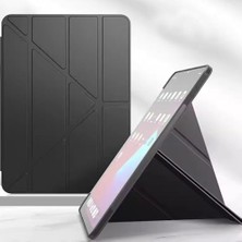 Prime iPad Air 11 M4 Için Kılıf A2902 11 Inç (2026) Kalem Koyma Bölmeli, Stand Olan, Uyku Modlu Silikon Arka Yüzey Deri, Ergonomik Yapılı, Attractive Smart Cover Siyah