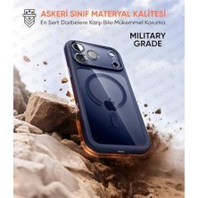 Prime 17 Pro Max Için Özel Geliştirilmiş Kamera Çerçevesini De Koruyan, Arkası Şeffaf Polikarbonat Kenarları Silikon ile Uyumlu Kılıf Akıllı Tasarım Kapak (Mavi, 17 Pro Max)