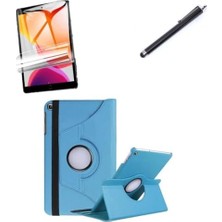 Prime Galaxy Tab A7 Lite 8.7" T220 T225 T227 ile Uyumlu Kılıf Dönen Tablet Kilifi Ekran Koruyucu+Kalem Mavi