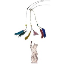 Prime Kedi Oltası Elastik Çift Tüylü Çanlı Boncuklu Kedi Oyuncağı – 130 cm Uzunluk, Dayanıklı Paslanmaz Tel,boncuk Dolu Sap,zilli ve Boncuklu Interaktif Hareketli Kuş Tüylü Kedi Oyuncağı