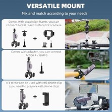 Prime Kamera Bisiklet ve Motosiklet Gidon Montaj, Alüminyum Alaşımlı Kelepçe, 360°, ile Uyumlu X5 X4 X3 Ace Pro Go 3s, Djı Osmo 2 Mobile 7p Action 5 Pro 4 3 ile Uyumlu, Mm1, Gri