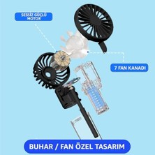 Prime Elle Tutulabilir Taşınabilir Buharlı Vantilatör Mini Fan – 4 Hız Ayarı, Şarjlı, Misting Özelliği, Kompakt ve Hafif Tasarım, Buharlı Vantilatör Fan Asorti Renk