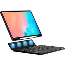 Prime - Galaxy Tab S11 Ultra Border Keyboard Bluetooh Bağlantılı Standlı Klavyeli Tablet Kılıfı - Siyah