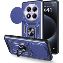 Prime ile Uyumlu 14 Pro 4g Kılıf Magnetik Standlı Kamera Korumalı Sürgülü Vega Kapak Mavi