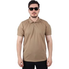 Kordak Bej Lacost Polo Yaka Taktik T-Shirt