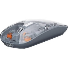 Prime Şeffaf Kablosuz Mouse USB Reciever ile Bağlan Modern Transparan Tasarım ile Tarzını Yansıt M233 (Gri)