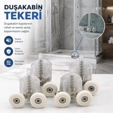 Prime Duşakabin Kapı Tekerleği Seti, 4'lü Alt/üst Duş Kapısı Rulmanı, Cam Duşakabin Sürgü Tekerlek Takımı, Sessiz Kayar, Paslanmaz Vidalı, Kolay Montaj, Dayanıklı