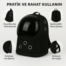 Prime Fileli Şeffaf Yıkanabilir Evcil Hayvan Taşıma Çantası Uçuş Kurallarına Uygun Büyük Kedi Küçük Köpekler Için Seyahat Çantası (Siyah)