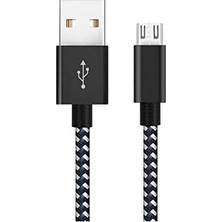 Prime Micro USB Örgülü Yüksek Hızlı Şarj Kablosu Siyah