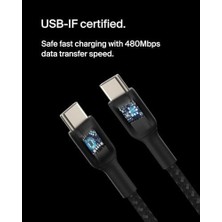 Prime Boost Charge Örgülü Usb-C, Hızlı Şarj Cihazı, Usb-C Şarj Kablosu, 16, 15, Galaxy S24, S23,, Ipad, Macbook, ve Daha Fazlası Için Hızlı Şarj, 1 Metre, Siyah