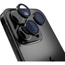 Prime 16 Pro / 16 Pro Max ile Uyumlu Safir Kamera Lens Koruyucu - Alüminyum Çerçeveli, Hizalama Aparatlı, Su Geçirmez Glue Layer,%95+ Kristal Netlikte 9h Safir Cam - Siyah Titanyum