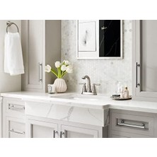 Prime 84971SRN Halle Iki Saplı Banyo Lavabo Bataryası Tahliye Meclisi, Spot Dirençli Fırçalanmış Nikel