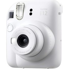 Prime Mini 12 Beyaz Fotoğraf Makinesi 10'lu Film Simli Pleksi Kılıf Mandal ve Kıskaçlı Resim Standı Bundle Box